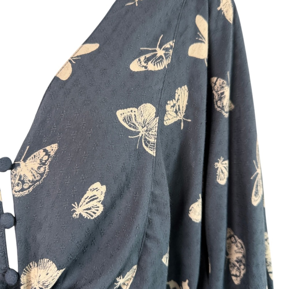 Urban Outfitters Butterfly Print Tie Front Crop Top Sz S Boho Fairy Grunge Y2K - Picture 4 of 10